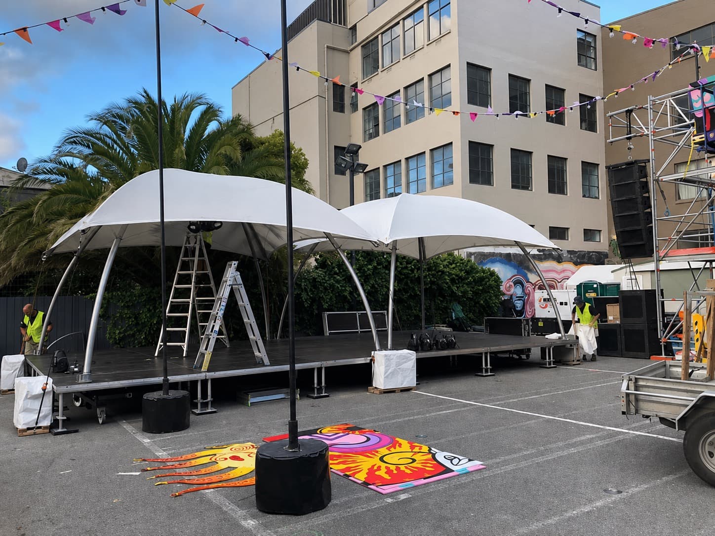 The Pavilion over a stage at a street festival