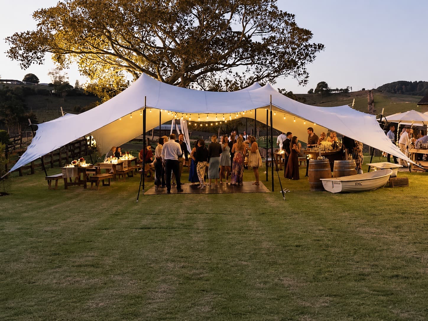The Pavilion set up on a private deck with lounge seating